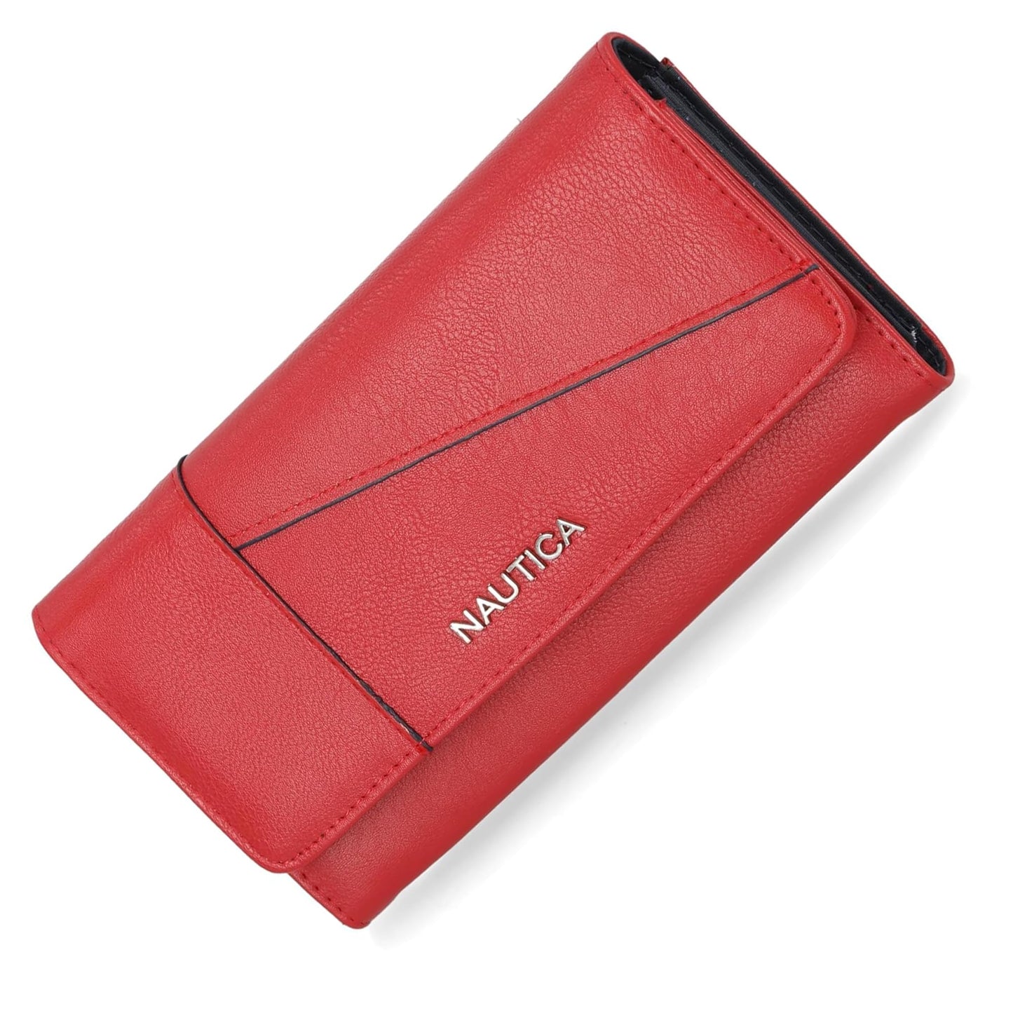 nautica money manager womens slim compact rfid blocking credit card holder clutch wallet organizer with zipper coin purse and phone compartment in…