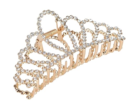 Allure Rhinestone Gold Crown Large Hair Clip