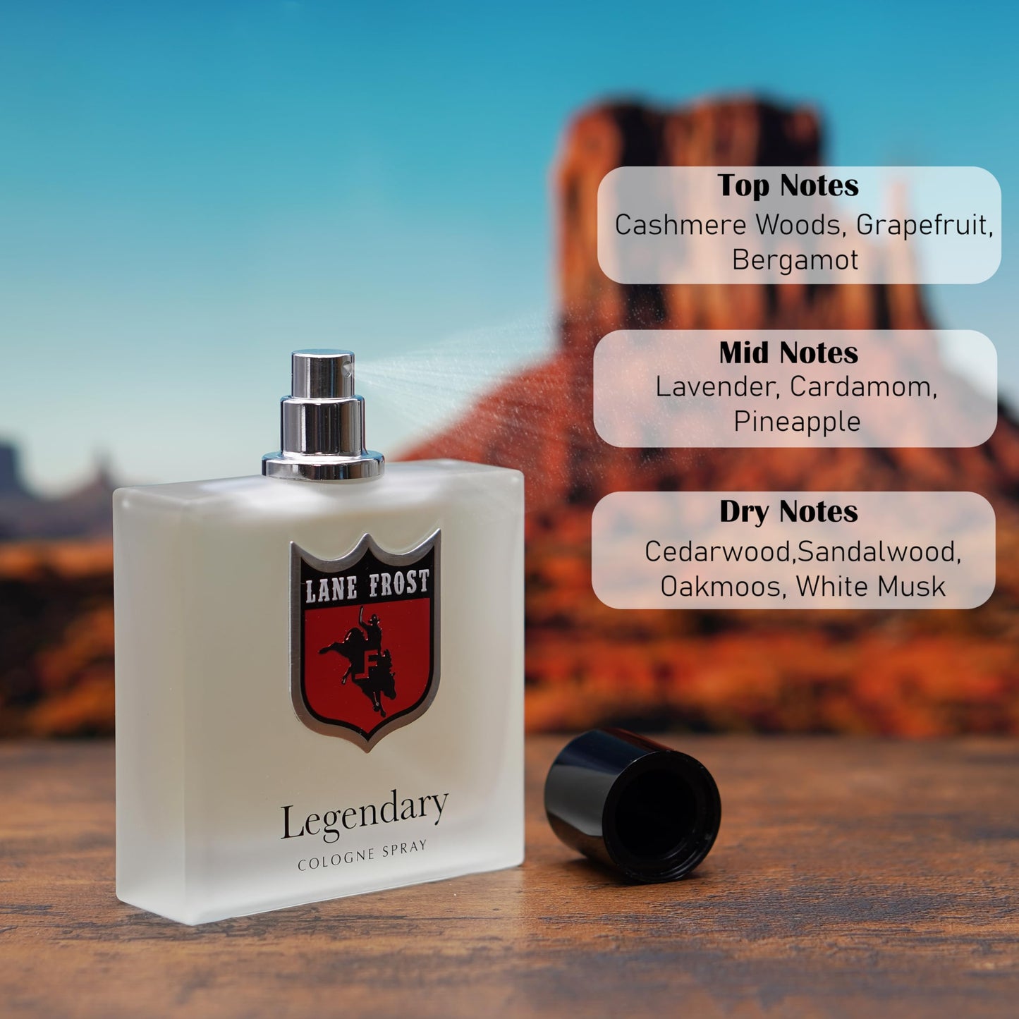 Lane Frost Legendary Frosted Cologne for Men - Fresh Western Fragrance with Crisp Citrus and Woodsy Notes - Cool Masculine Cologne Spray for the