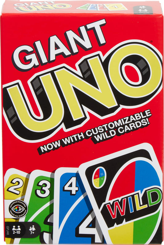 Mattel Games Giant UNO Card Game for Kid, Adult & Families, Color Blind Accessible & Customizable Large Deck
