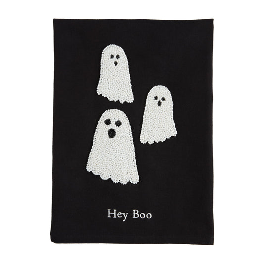 Mud Pie Halloween Bead Towel, Ghost, 26" x 14"