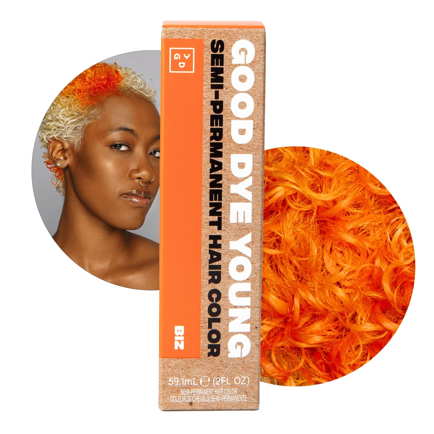 Good Dye Young Streaks and Strands Semi-Permanent Hair Dye (Biz Neon Orange) - UV Protective Temporary Color, 15-24+ Washes - Conditioning, PPD