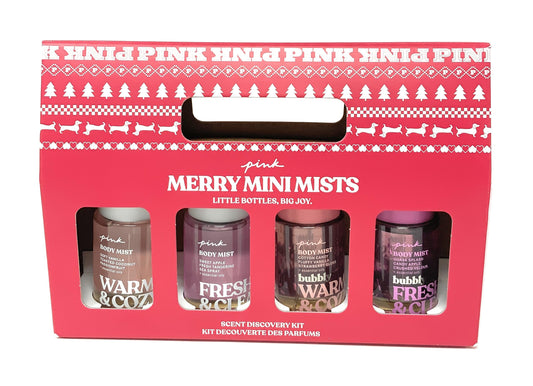 Victoria's Secret PINK Merry Mini Mist 4pc Gift Set Warm & Cozy, Fresh & Clean, Bubbly Warm & Cozy, Bubbly Fresh & Clean Beauty & Personal Care Victoria's Secret