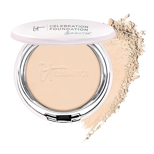 IT Cosmetics Celebration Foundation Illumination, Light (W) - Full-Coverage, Anti-Aging Powder Foundation - Blurs Pores, Wrinkles & Imperfections