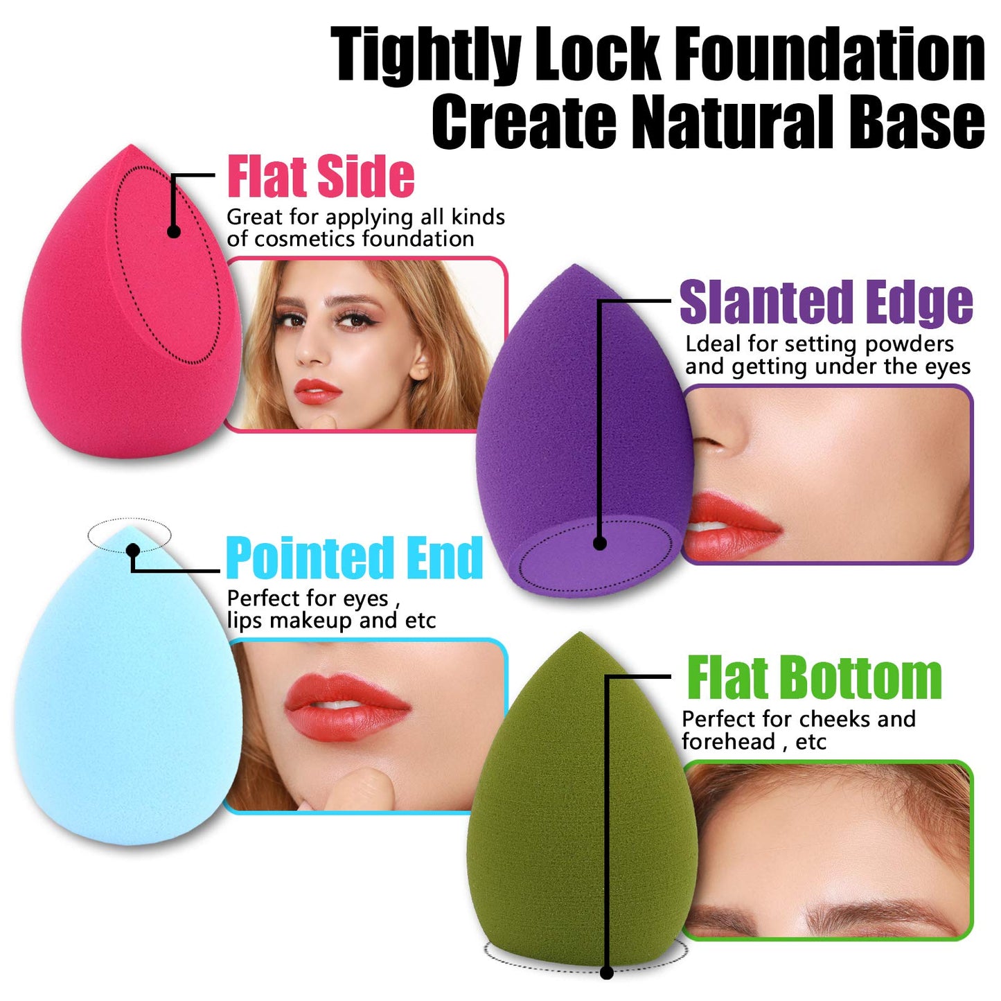 Makeup Sponge Blender Beauty Sponge Set 12pcs and Beauty Foundation Sponge Blender Holder 1PCS,Blending Sponges Cosmetic Puff Flawless for Cream