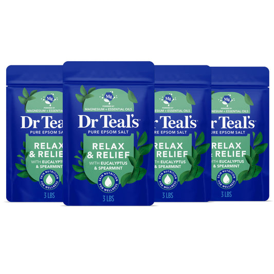 Dr Teal's Pure Epsom Salt, Relax & Relief with Eucalyptus and Spearmint, 3 lb (Pack of 4) Beauty and Personal Care Dr Teal's