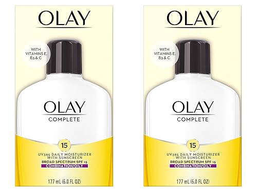 Olay Face Moisturizer Complete Lotion All Day Face Moisturizer for Combination/Oily Skin with SPF 15, 6 Fl Oz (Pack of 2)