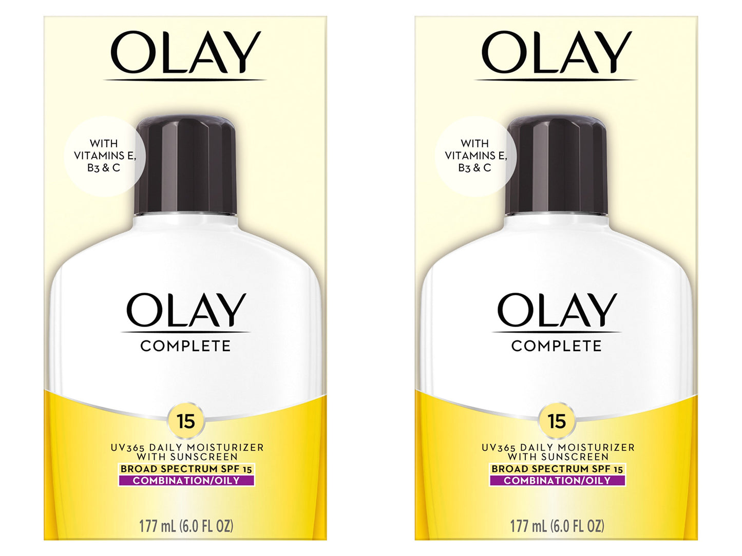 Olay Face Moisturizer Complete Lotion All Day Face Moisturizer for Combination/Oily Skin with SPF 15, 6 Fl Oz (Pack of 2)