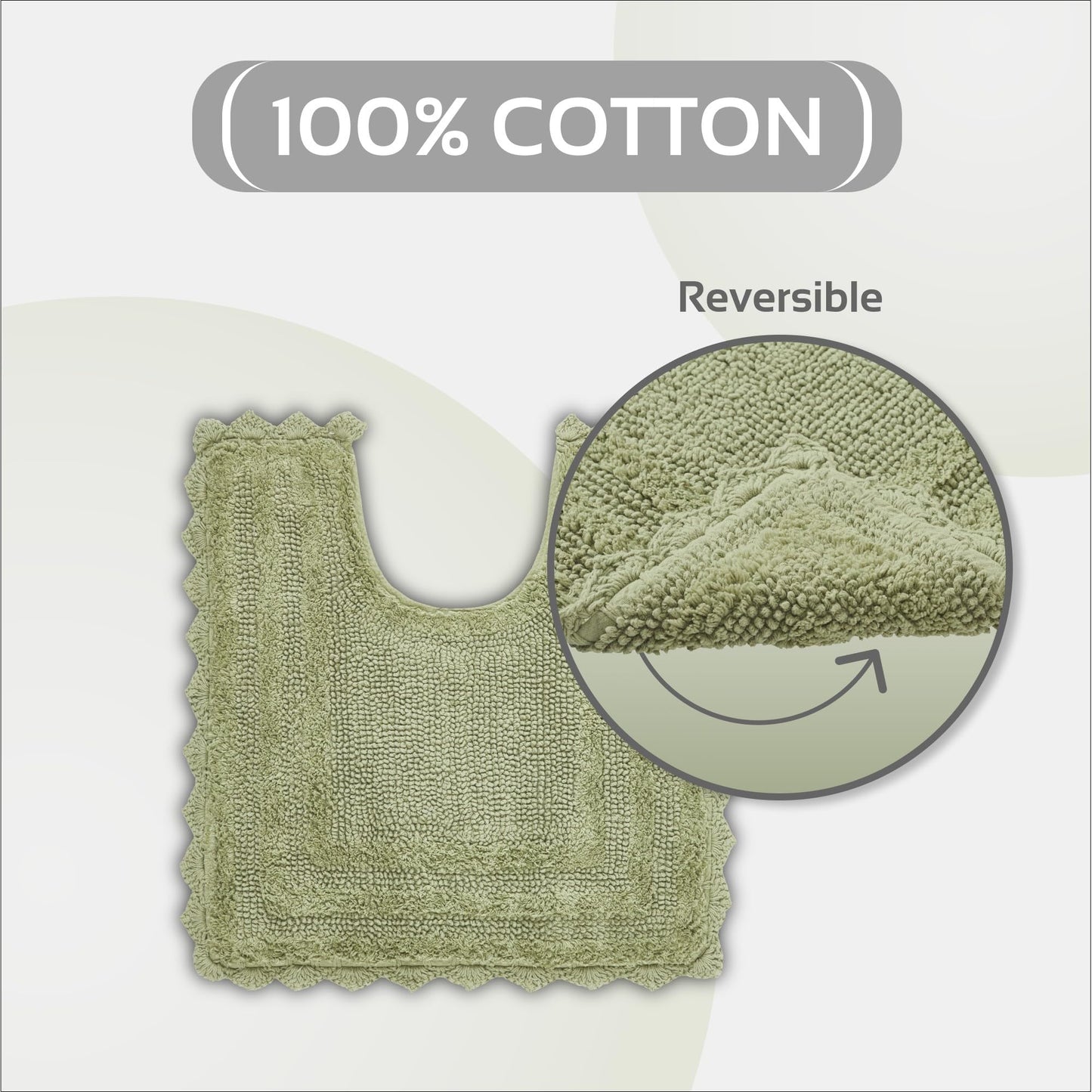 Better Trends Toilet Rugs U Shaped Lilly Crochet Rug 20" x 20" Contour 100% Cotton Soft Water Absorbent Washable Reversible for Bathroom Floor Decor…