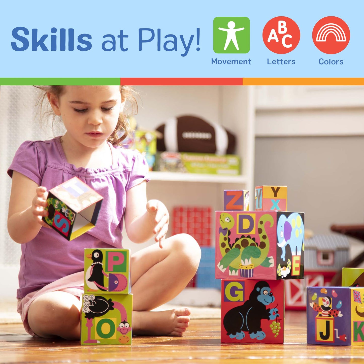 Melissa & Doug Deluxe 10-Piece Alphabet Nesting and Stacking Blocks - FSC Certified
