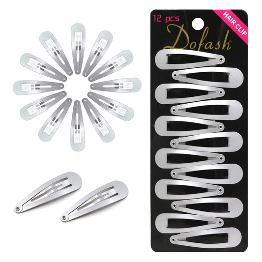 Dofash 12PCS Snap Hair Clips For Women-Non Slip & Metal Hair Barrettes, 5cm 2'' Small Clips For Thin & Fine Hair, Silver Grey
