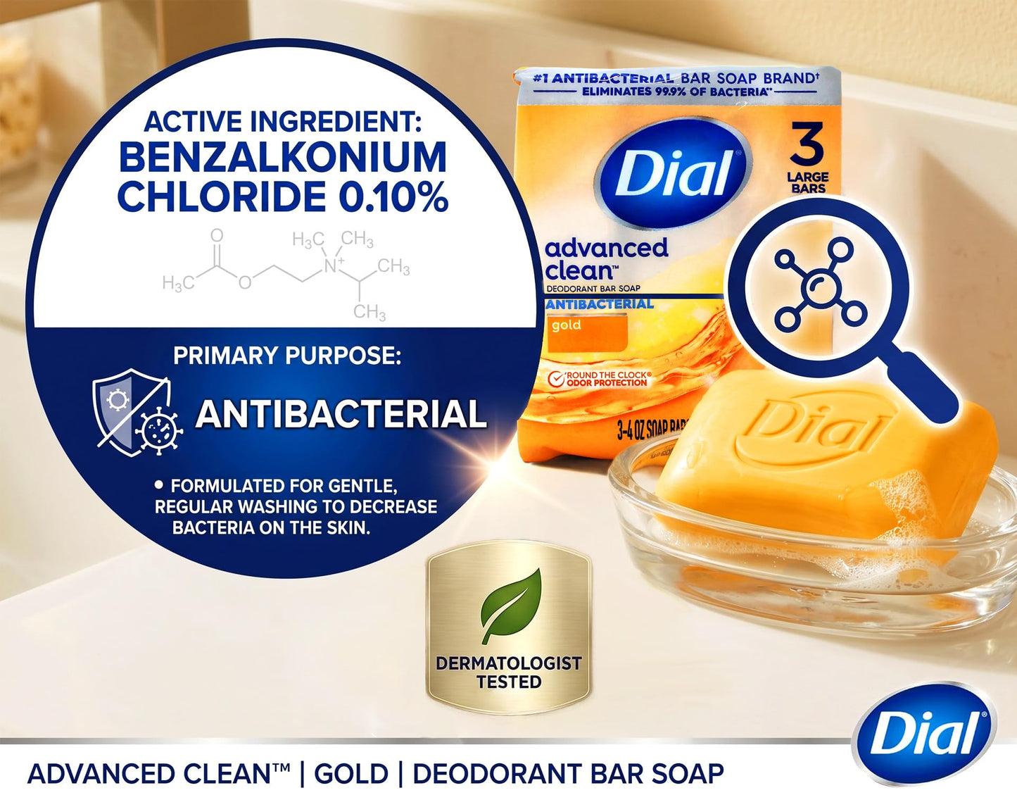 Antibacterial Soap Bars, Gold, 3 bars each, (Pack of 12)