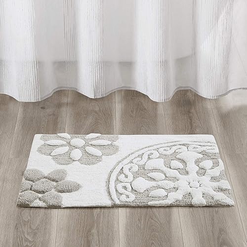 Madison Park Casablanca 100% Cotton Tufted Bathroom Rugs Luxurious Plush Medallion Floral Pattern Bath Mat Absorbent, Quick Dry, Spa Design Shower…