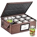 Geliwosy 16 oz Mason Jar Storage Containers - Sturdy Canning Jar Boxes Organizer, Foldable with Dividers, Holds 12 Pint Mason Jars, Home Canning…