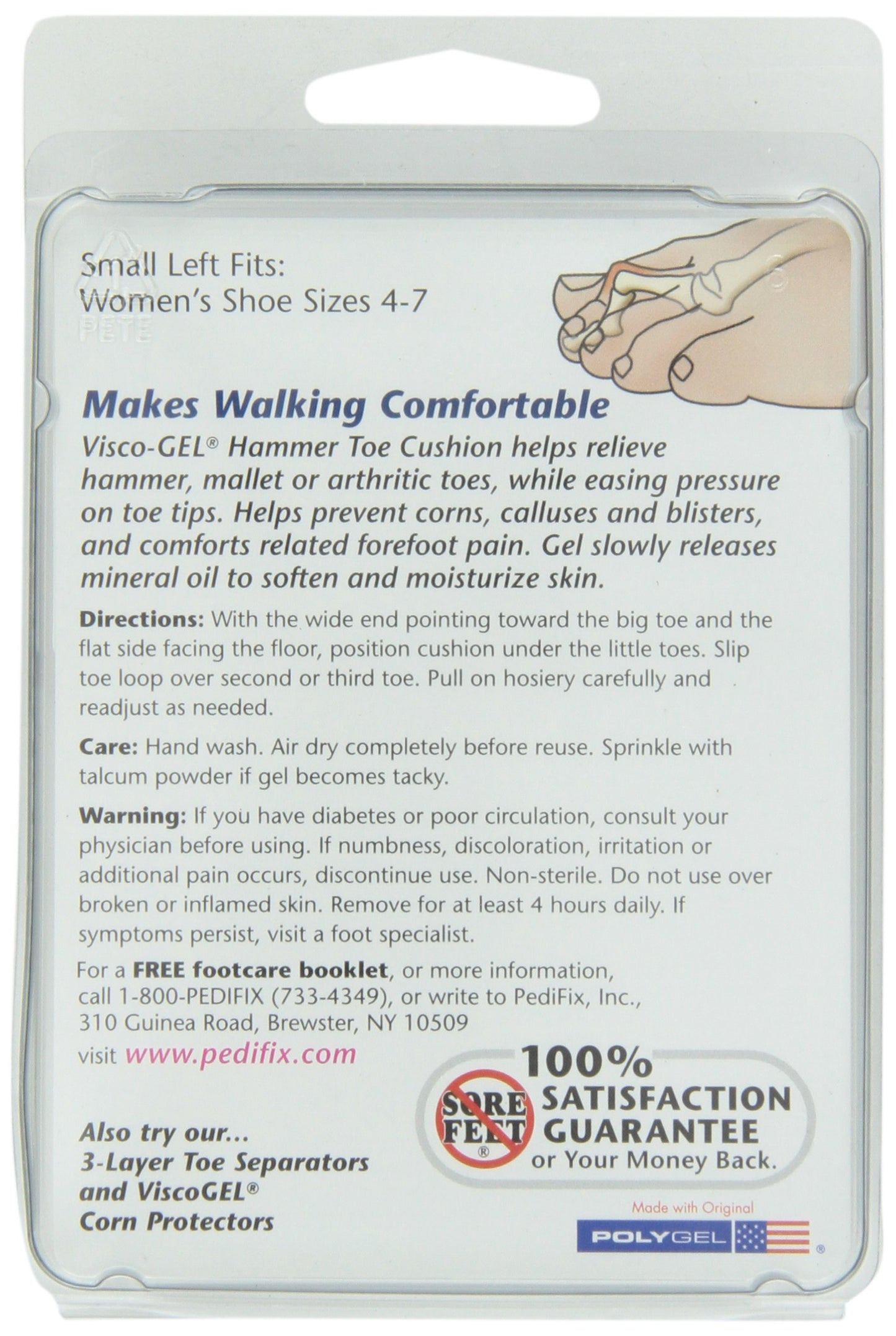 PediFix Visco-gel Hammer Toe Cushion, Small Left Beauty & Personal Care Pedifix