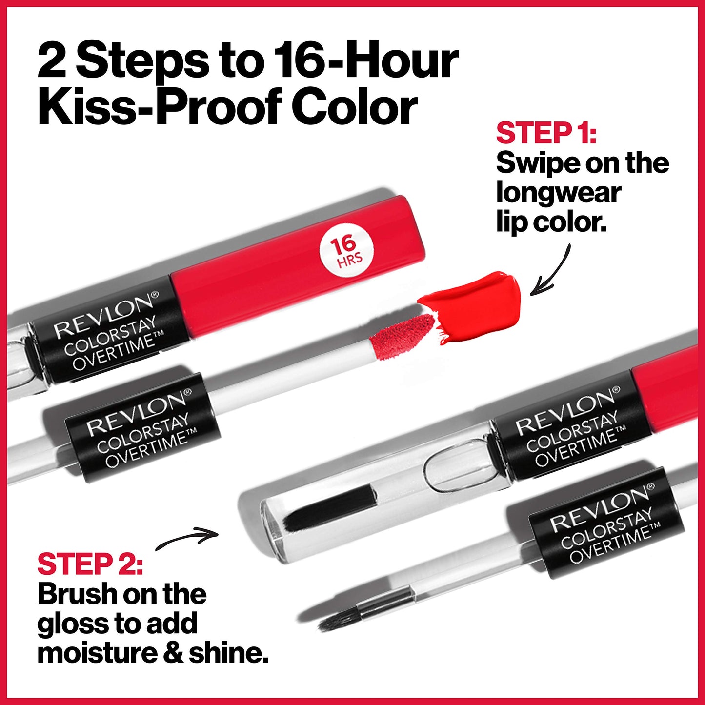 Revlon ColorStay Overtime Lipcolor, Dual Ended Longwearing Liquid Lipstick with Clear Lip Gloss, with Vitamin E in Pink, 24/7 Pink (530), 0.07 oz