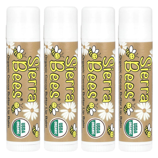 Sierra Bees Organic Lip Balms, Cocoa Butter, 4 Pack, 0.15 oz (4.25 g) Each Beauty and Personal Care Sierra Bees