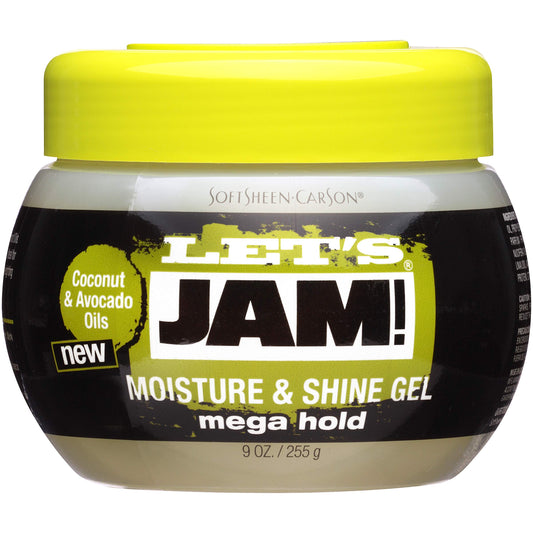 SoftSheen-Carson Let's Jam! Shining and Conditioning Gel by Dark and Lovely, Mega Hold, for all Hair Types, with Coconut Oil and Avocado Oil, No