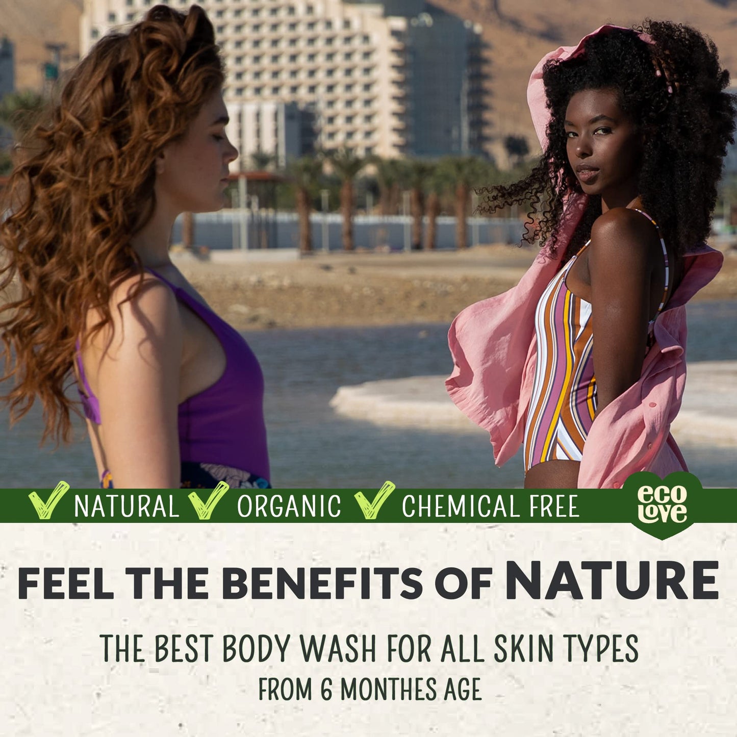 ecoLove - Natural Moisturizing Body Wash for Dry Skin - With Organic Cucumber - No SLS or Parabens - Vegan and Cruelty-Free Shower Gel, 17.6 oz