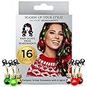 Beardaments Light Up Hair Lights - The Original Ornaments from, 16pc Colorful Christmas Hair Baubles for Holiday Cosplay Women Party Costume