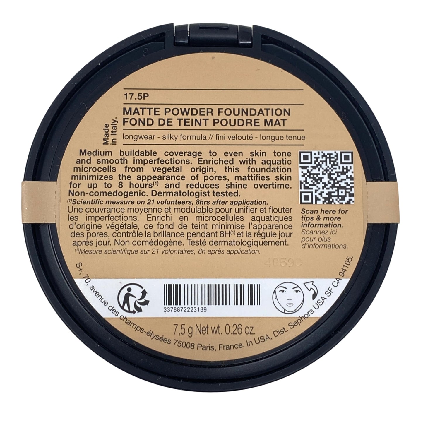 SEPHORA COLLECTION Matte Powder Foundation - 17.5P (light, pink undertone) 0.26 oz / 7.5 g