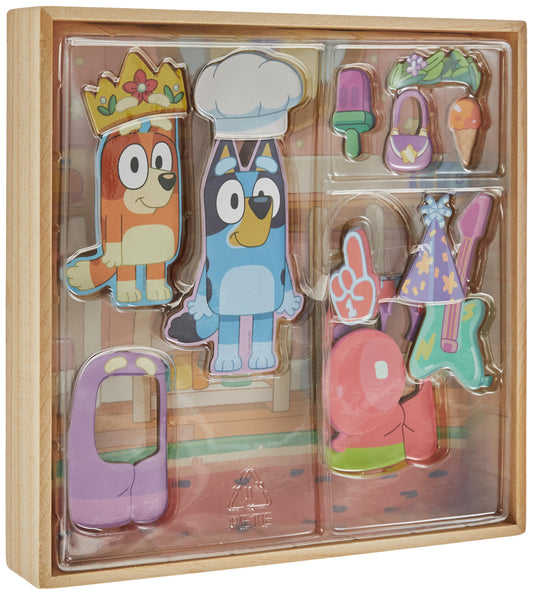 Horizon Group USA Bluey Magnetic Wooden Playhouse, 18 Piece Activity Set, Includes 2 Wooden Dolls House, Great Toys for Kids, Fun Birthday Party…