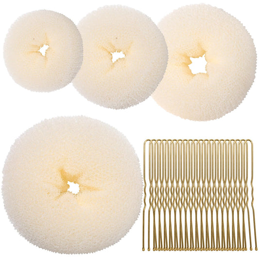 Teenitor 4pcs Hair Bun Shaper Set with Extra-large, Large, Medium, Small Donut Hair Bun Maker, 20pcs Bobby Pins, Cream Color Beauty and Personal Care Teenitor Default Title