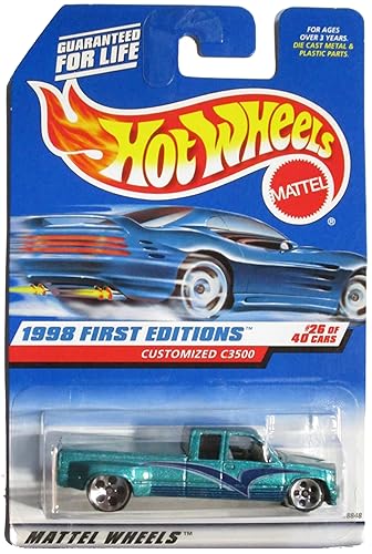 Hot Wheels - 1998 First Editions - Customized C3500 - Chevy Pickup - Die Cast - Green - #26 of 40 - Collector #663 - Limited Edition - Collectible…