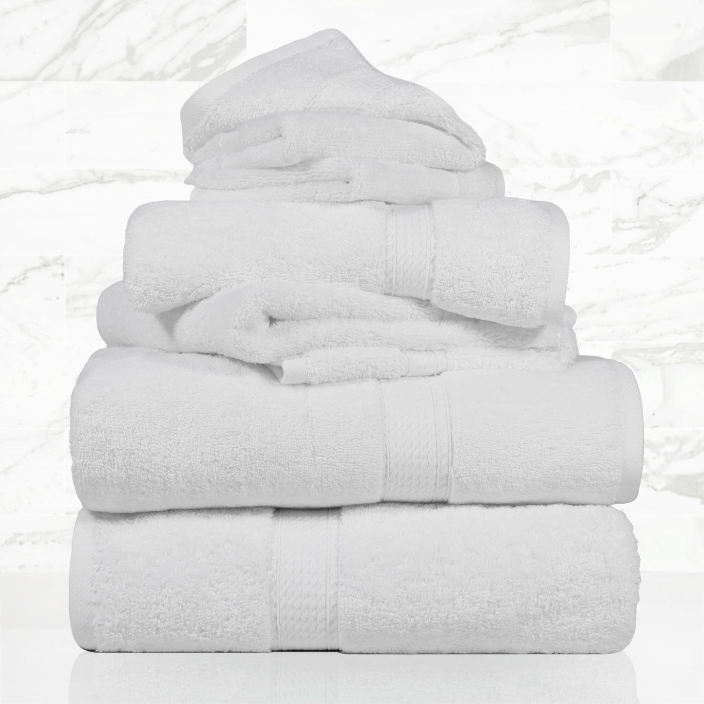 Superior Egyptian Cotton Pile 6 Piece Towel Set, Includes 2 Bath, 2 Hand, 2 Face Towels/Washcloths, Ultra Soft Luxury Towels, Thick Plush Essentials…