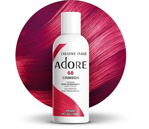 Adore Semi Permanent Hair Color (068 Crimson) | Vegan & Cruelty-Free Red Hair Dye | No Ammonia, No Peroxide, No Alcohol | 4 Fl Oz