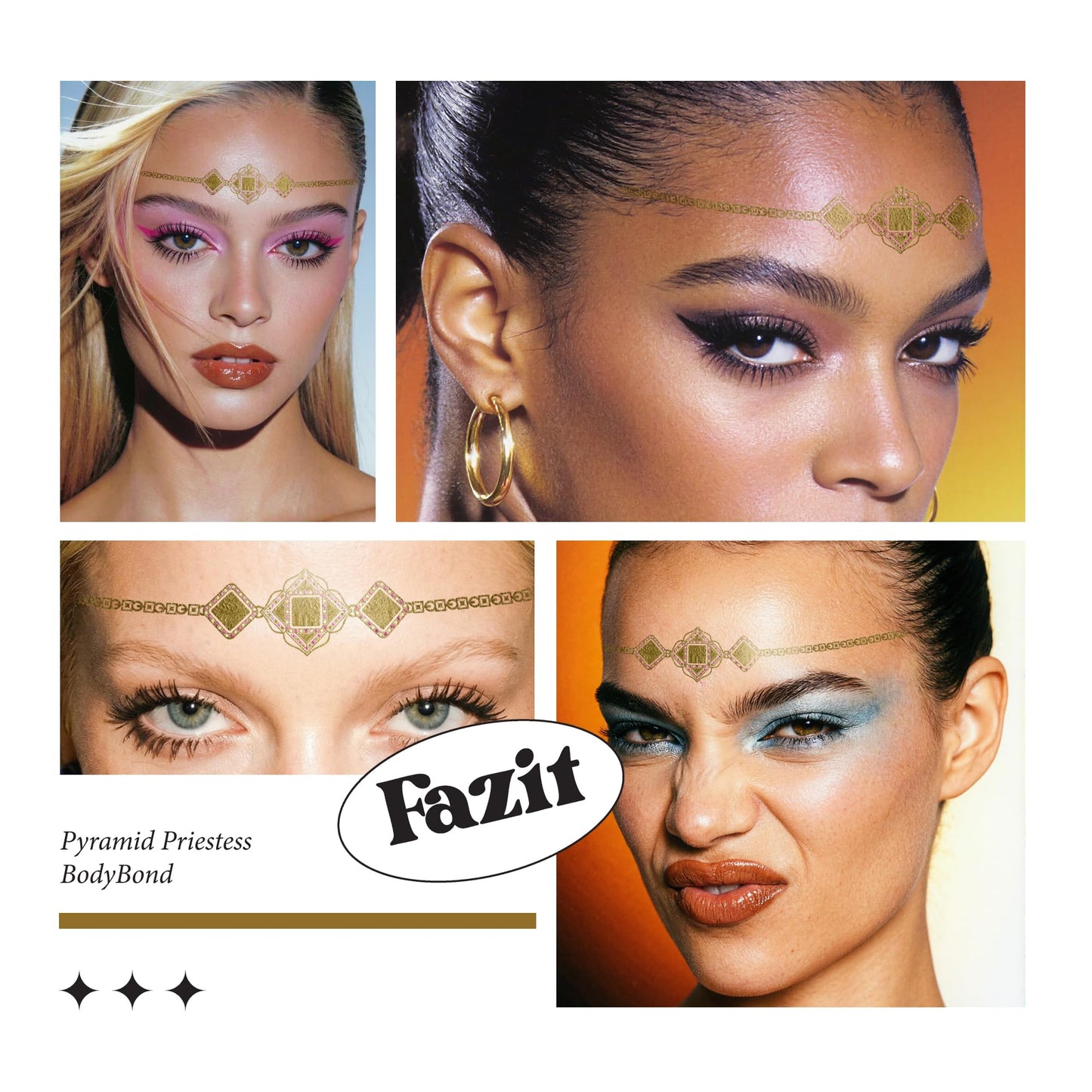Fazit Makeup Patches - Pyramid Priestess Bodybond - Glow Up Make-Up Patches - Cute Glitter Makeup Accessories for Women - Cosmetic Glitter for Face