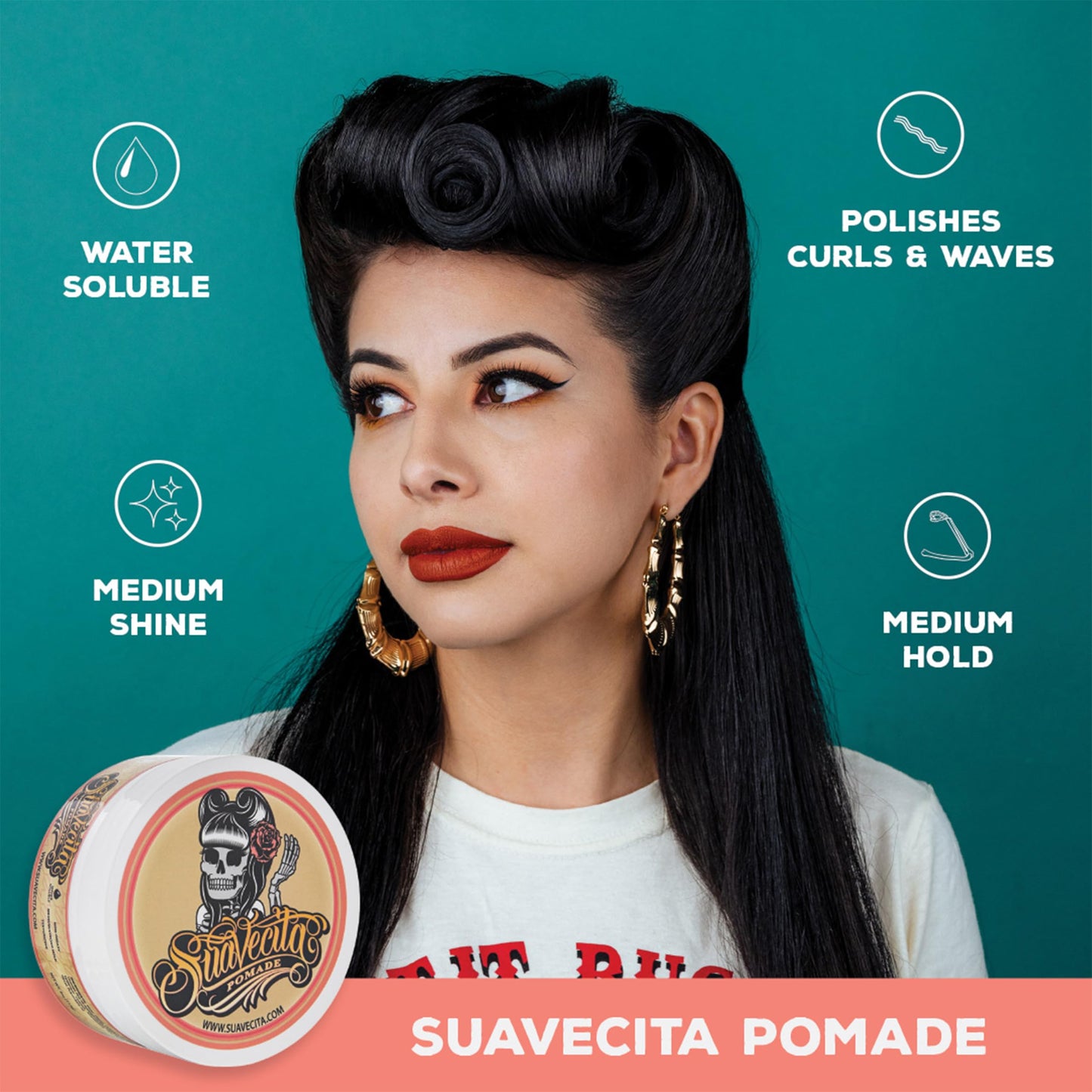 Suavecita Pomade for Women 2.3 oz Can - Medium Hold, High Shine, Water Based, Wax Like Flake Free - All Day Hair Free Gel Hairstyles Easy to Wash Out Beauty and Personal Care Suavecito