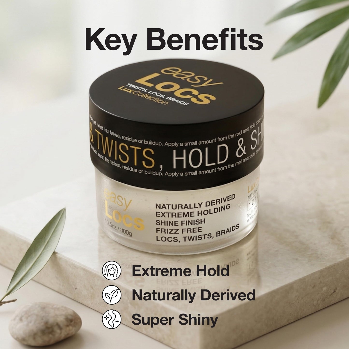 Lux Collection easy Locs for Twists Locs Braids with Castor Oil, Keratin, Biotin, and Olive Oil - Naturally Derived, Extreme Holding, Frizz Free