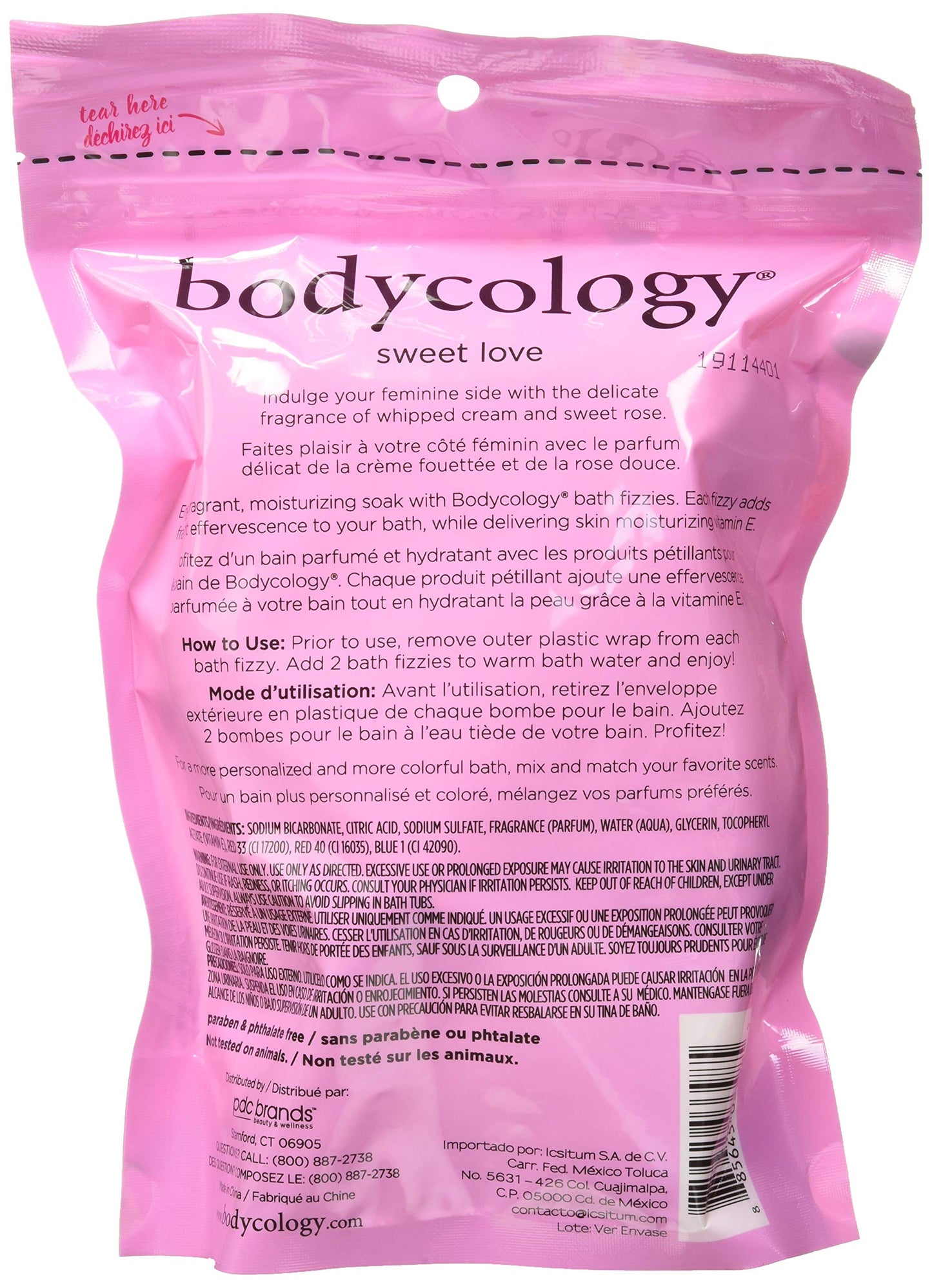 Bodycology Sweet Love Bath Soak Fizzies Bombs 8-2.1 Oz Balls