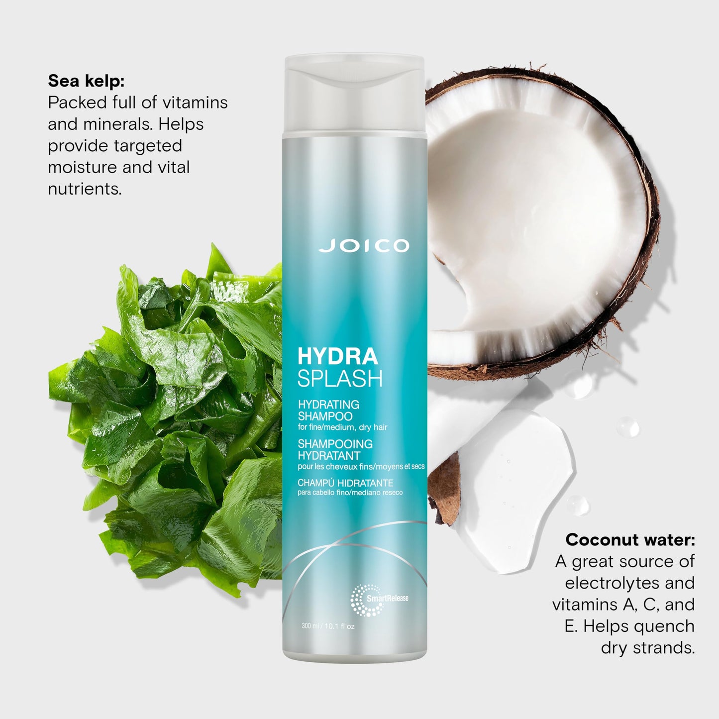 HydraSplash Hydrating Shampoo | For Fine, Medium, Dry Hair | Replenish Moisture | Add Hydration & Softness | With Sea Kelp & Coconut Water | 10.1 Fl