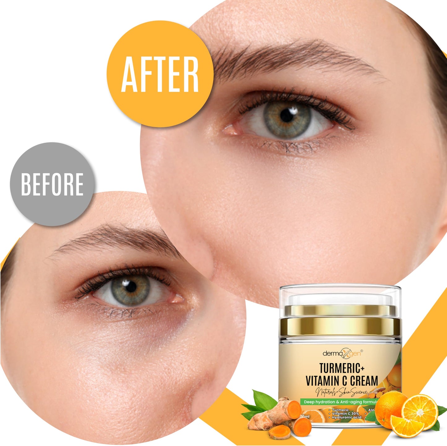 Turmeric Face Cream + 30% Vitamin C Glow Boosting Moisturizer & Skin Repairing, Hydrating with Organic Ingredients Anti-Aging Facial Cream, Normal