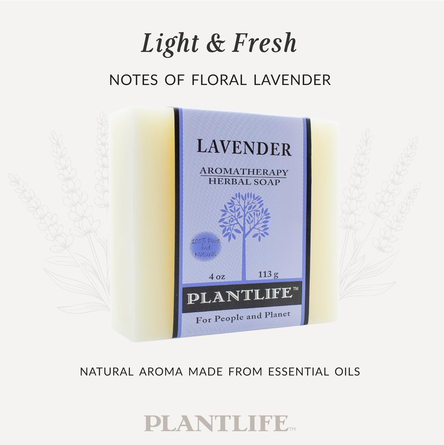 Plantlife Lavender Bar Soap - Moisturizing and Soothing Soap for Your Skin - Hand Crafted Using Plant-Based Ingredients - Made in California 4oz Bar