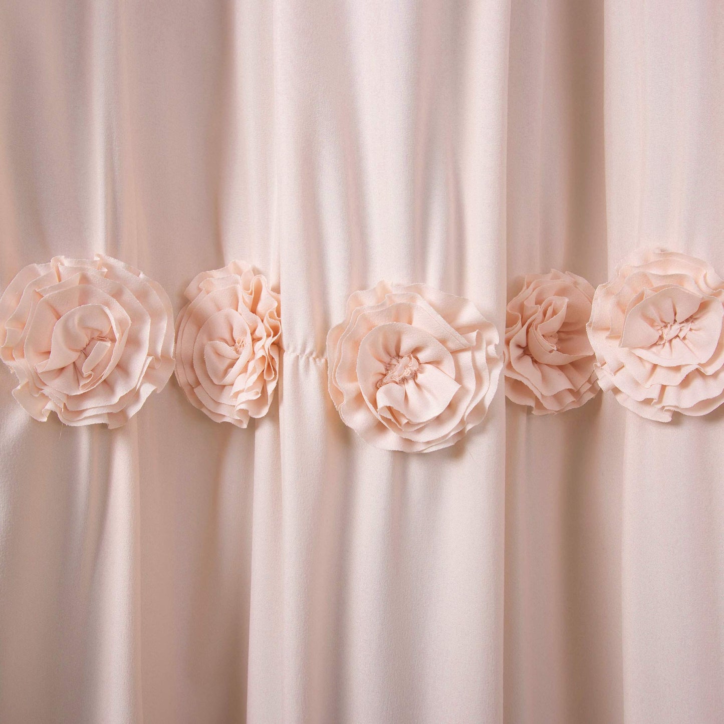 Lush Decor Darla Ruched Floral Bathroom Shower Curtain, 72” x 72”, Blush