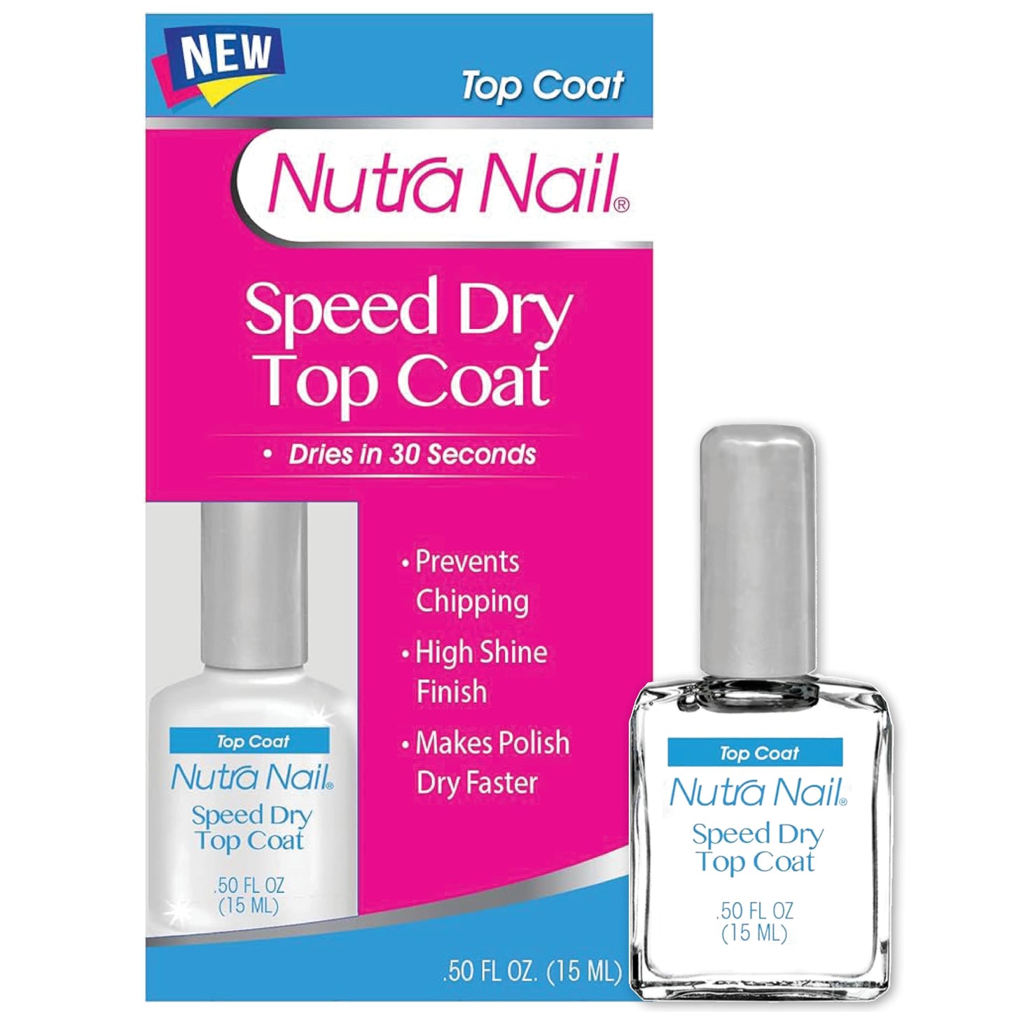 Nutra Nail Manicure Collection - Speed Dry in 30 Seconds - Quick Dry Top Coat Nail Polish - 0.5 Ounce