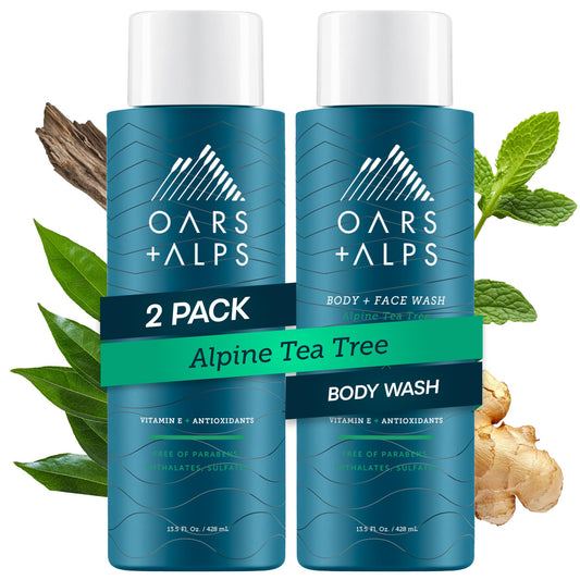 Oars + Alps Body and Face Wash for Men, Mens Body Wash & Face Cleanser with Vitamin E and Antioxidants, Moisturizing, Hydrating, Paraben & Sulfate