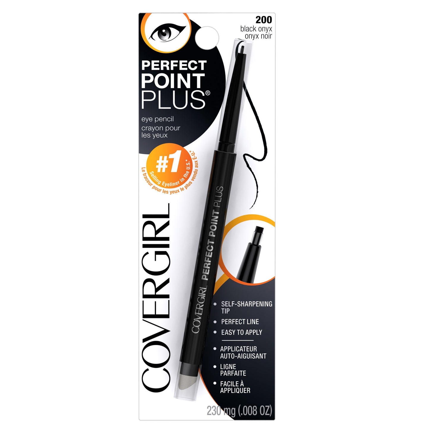 COVERGIRL Perfect Point PLUS Eyeliner, One Pencil, Black Onyx Color, Self Sharpening Eyeliner Pencil, Smudger Tip for Blending (packaging may vary) Beauty & Personal Care COVERGIRL