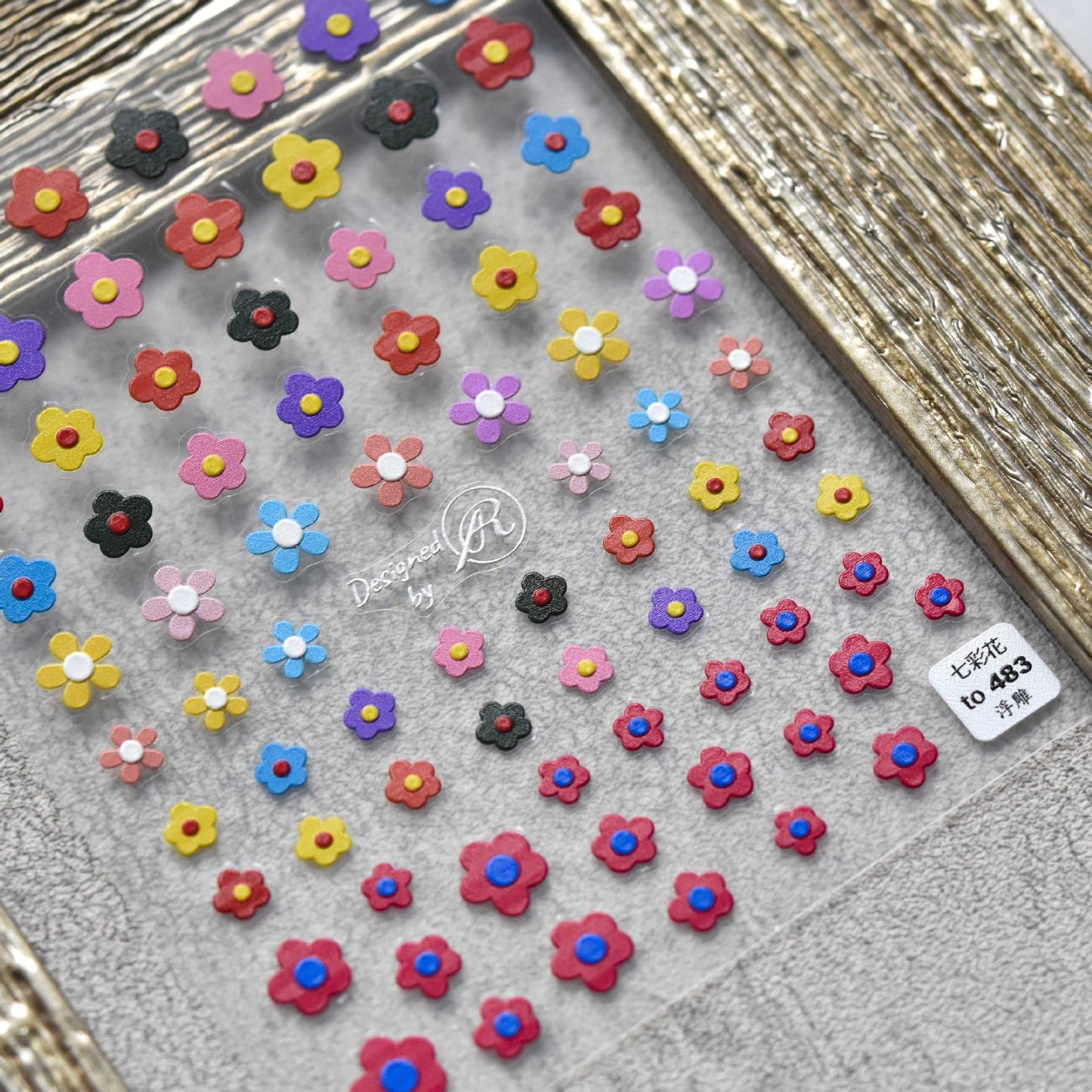 New Sunflower Nail Art Sticker Decals 5D Embossed, Summer Sun Happy Flower Rainbow Nail Art Decoration Sticker (3 Sheets)