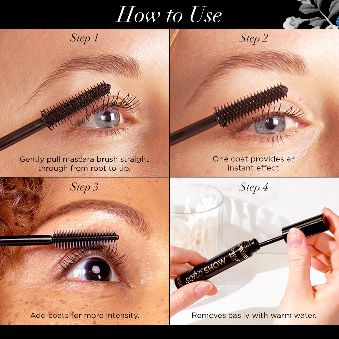 butter LONDON, SOHO SHOW - Long-Wearing, Thickening & Volumizing Tube Mascara with Built-In Brush - Eye LashMascara Black for Defined, Longer