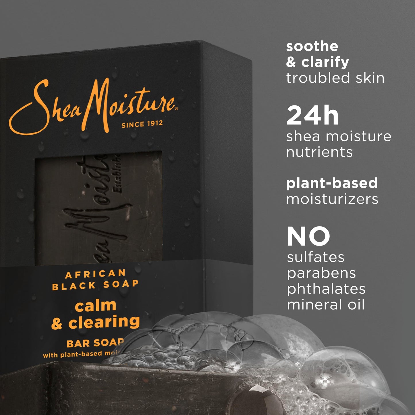 SheaMoisture Bar soap African Black Soap 4 count Soothe and Clarify Skin Soothing and Clarifying bar soap with 24h shea moisture nutrients