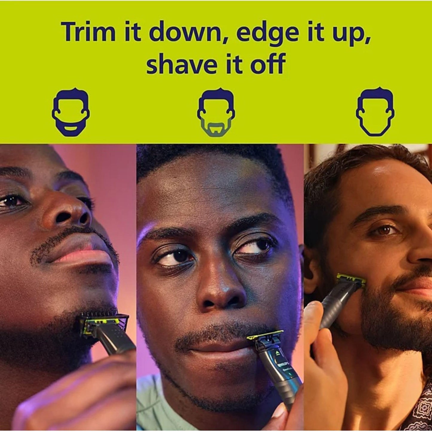 Philips OneBlade Trimmer & Shaver, Trim & Shave Any Length with Extra Skin Protection, Dual-Sided Blade, Waterproof Body Electric Razor, USB Charging Beauty and Personal Care PHILIPS