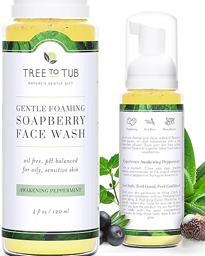 Tree to Tub Sensitive Skin Face Wash for Oily or Combination Skin - Gentle Tea Tree Face Cleanser for Women & Men, Oil Free Daily Foaming Facial
