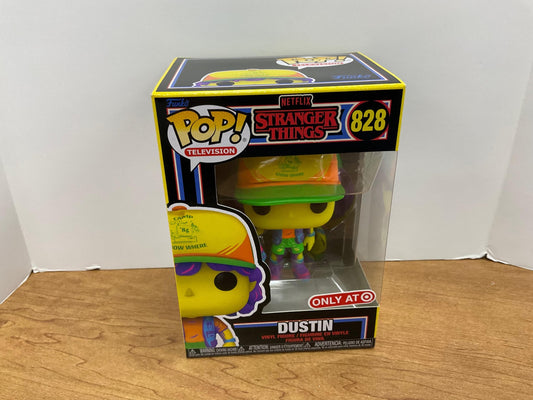 Funko Stranger Things Dustin Beef Tee Black Light GITD Glow in The Dark Special Edition POP TV #828 Vinyl Figure