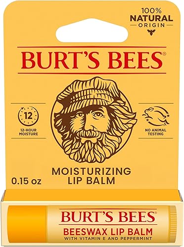 Burt's Bees Lip Balm, Lip Moisturizer With Responsibly Sourced Beeswax, with Vitamin E & Peppermint Oil, Natural Origin Moisturizing Care, 1 Tube