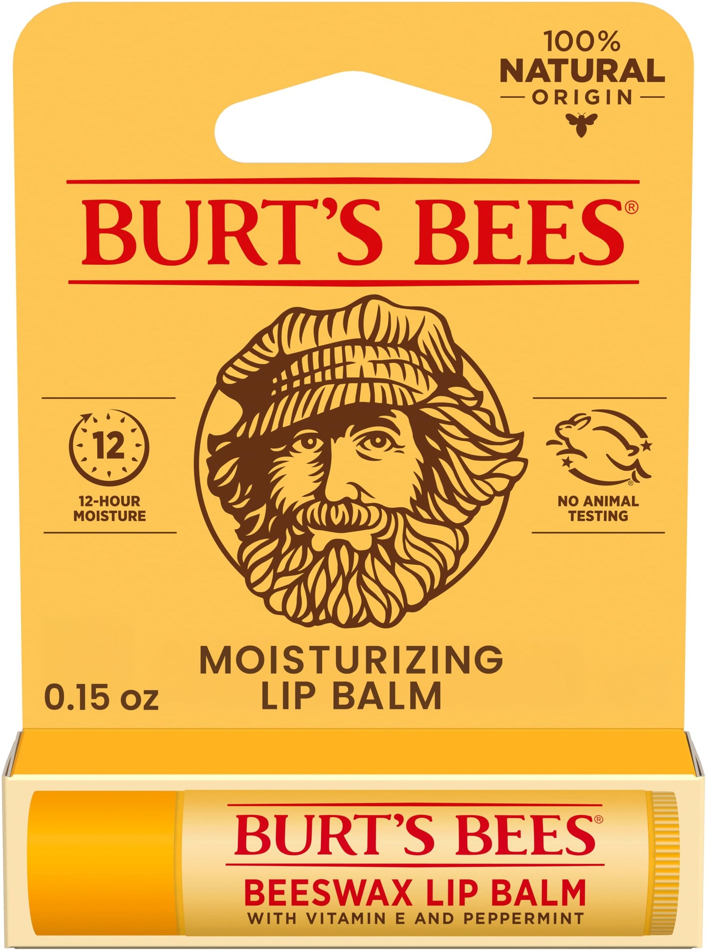 Burt's Bees Lip Balm, Lip Moisturizer With Responsibly Sourced Beeswax, with Vitamin E & Peppermint Oil, Natural Origin Moisturizing Care, 1 Tube
