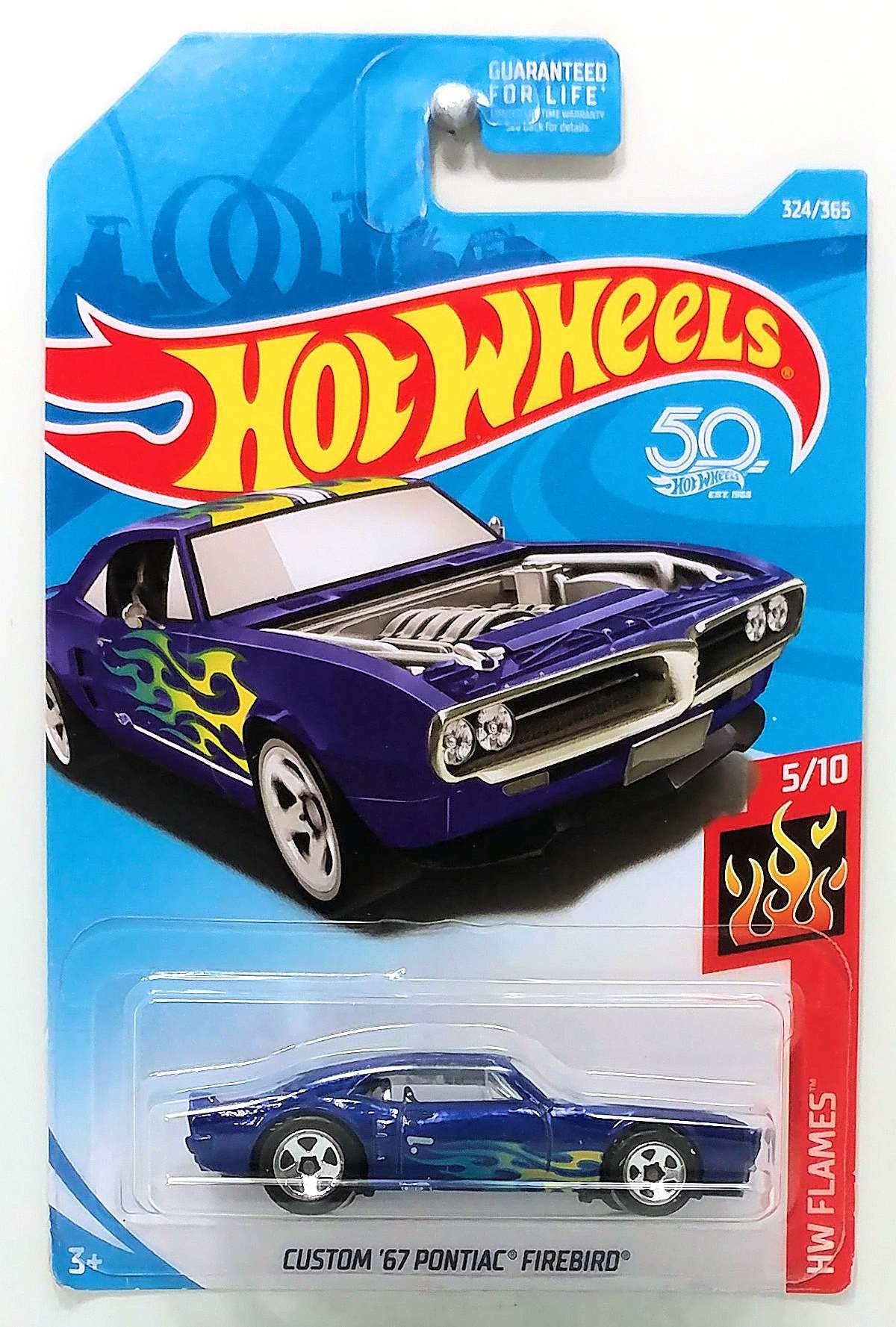 Hot Wheels 2018 Die-Cast Vehicle Hw Flames - Custom '67 Pontiac Firebird (Dark Blue)
